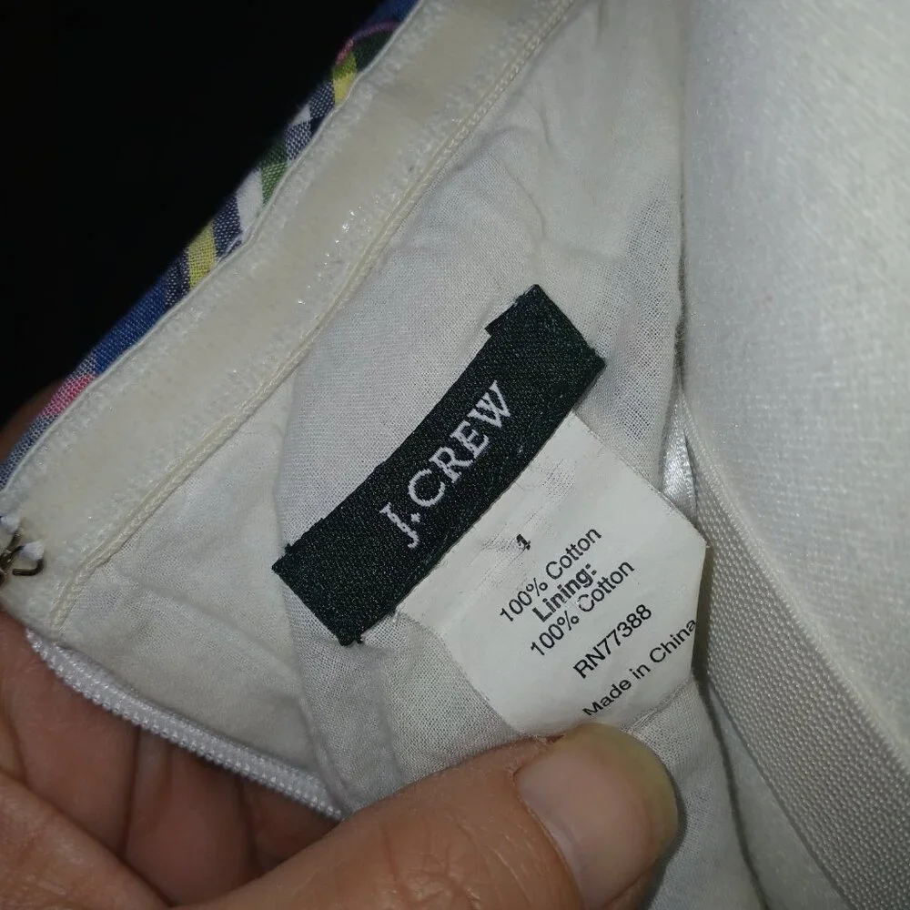 J.Crew Strapless Patchwork Madras Plaid Dress – Size 4 - Picture 6 of 7